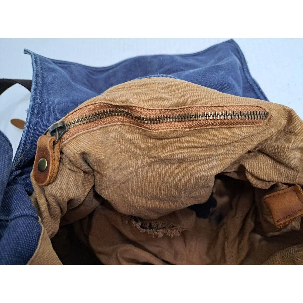 Kattee Military Messanger Bag Canvas Leather Shoulder Bag Camera Laptop Blue